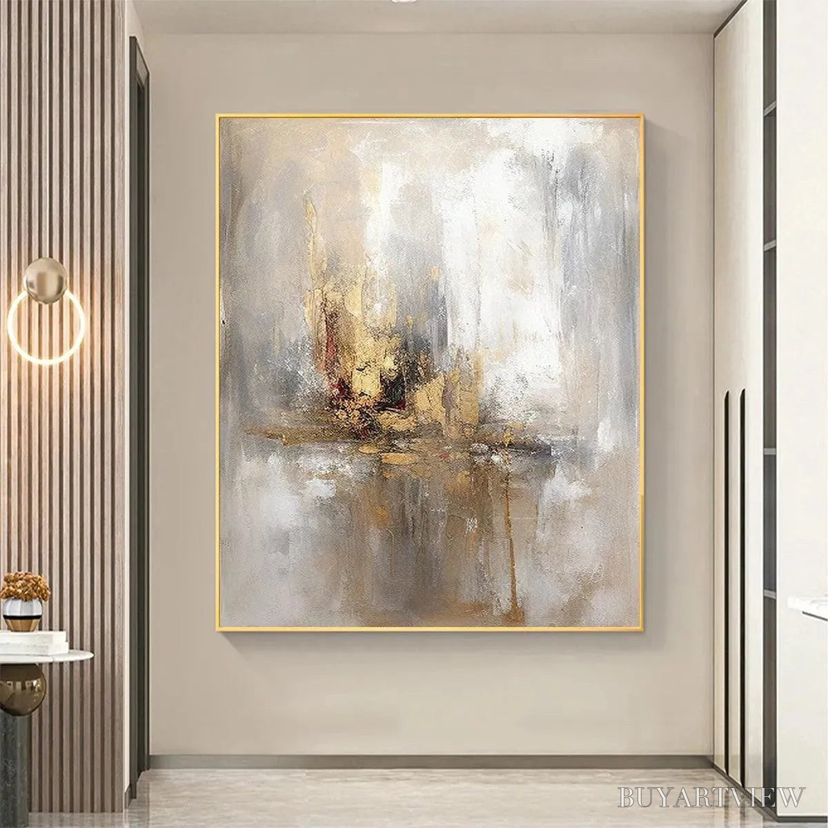 BUYARTVIEW Golden Abstract – Textured Abstract Painting, Vertical - image 6