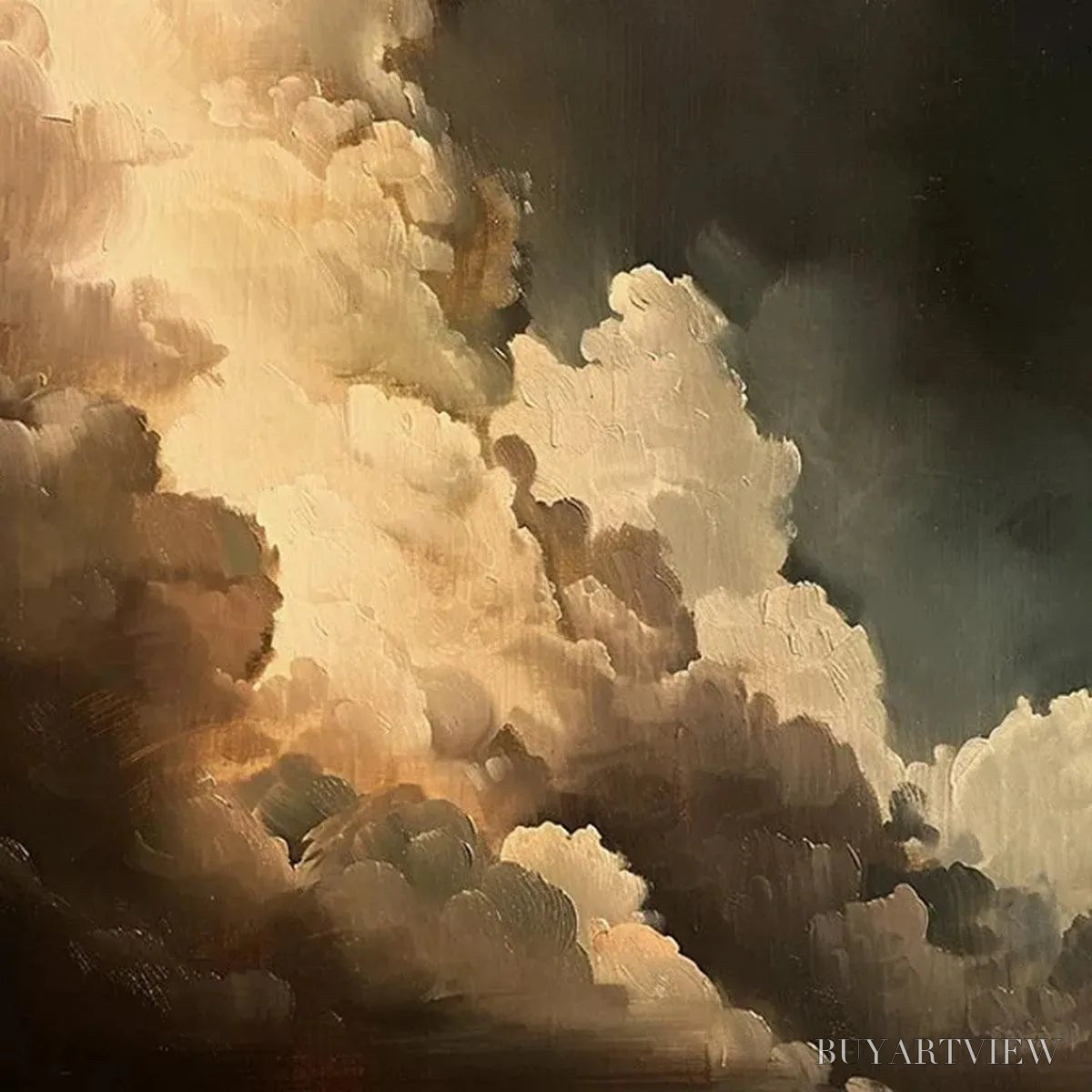 BUYARTVIEW Evening Clouds – Textured Cloudscape Painting, Vertical - image 6