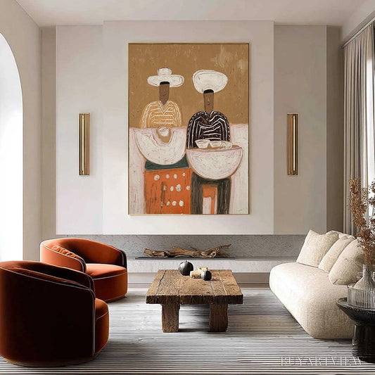 BUYARTVIEW the Sharing Bowl – Textured Wabi Sabi Painting of Shared Moments - image 2