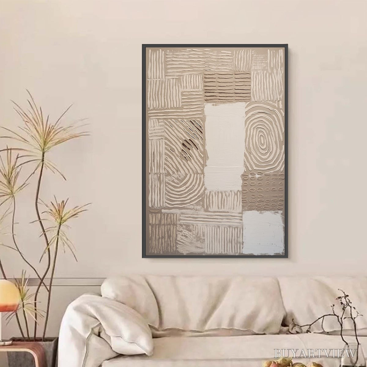 BUYARTVIEW Earthen Weave – Textured Wabi Sabi Abstract Painting in Neutral Tones - image 6