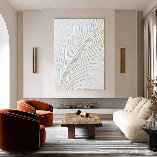 BUYARTVIEW Plume – Textured Minimalist Wabi Sabi Feather Painting - image 2
