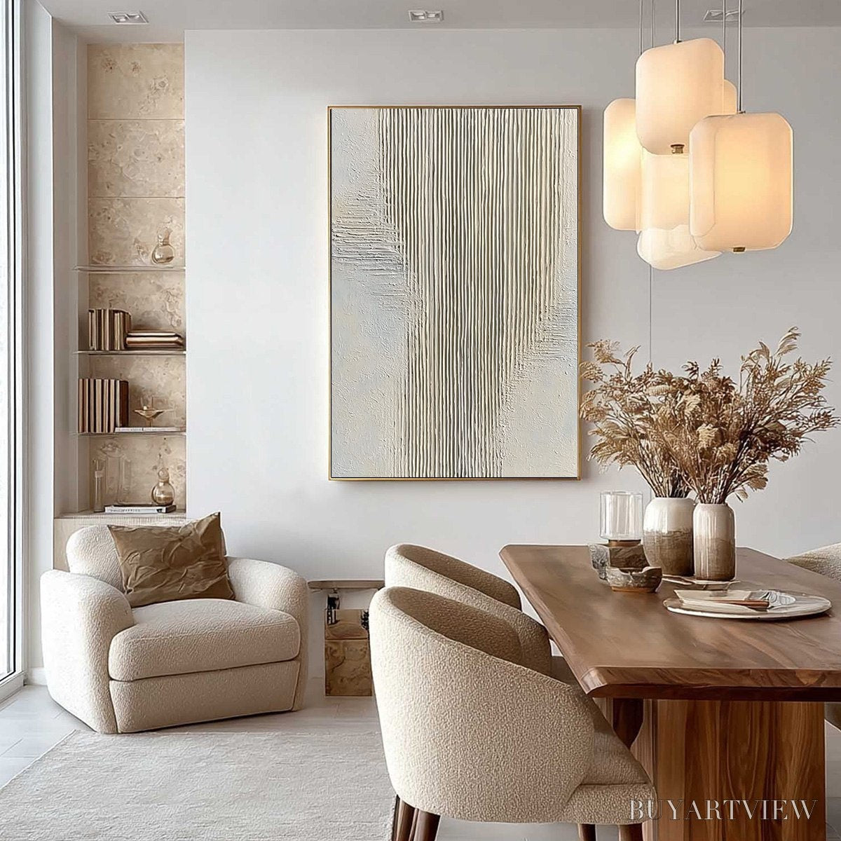 BUYARTVIEW Serene Stria – Wabi Sabi Textured Vertical Abstract Painting - image 6