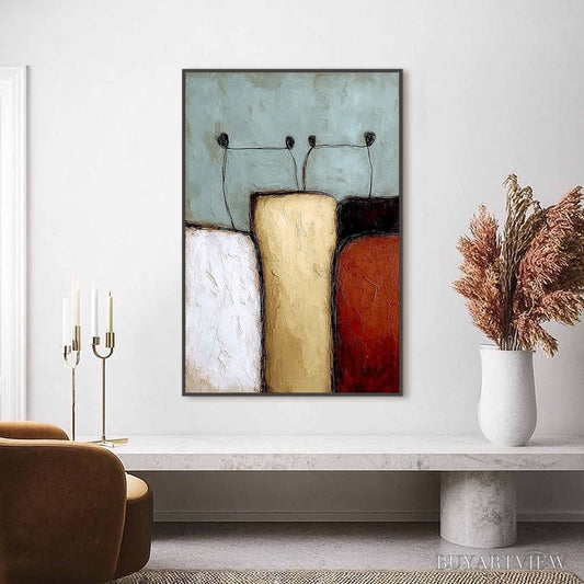 BUYARTVIEW the Gathering – Textured Wabi Sabi Abstract Painting of Earthy Forms - image 2