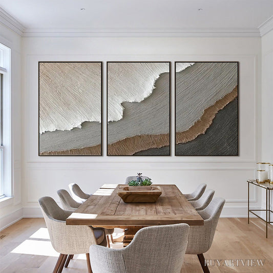 BUYARTVIEW Terra Firma – Textured Abstract Earth Tones Triptych Painting - image 2
