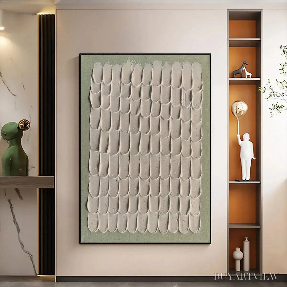 BUYARTVIEW Textured Scales – Textured Abstract Painting in Neutral Tones - image 6