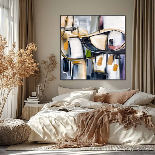 BUYARTVIEW Syncopation – Modern Abstract Square Painting with Textured Accents - image 2