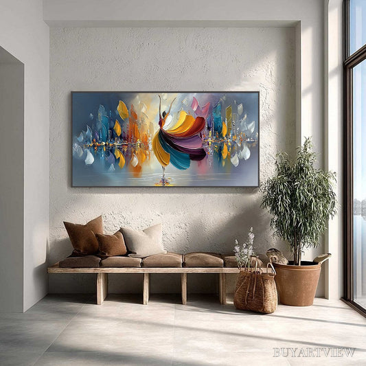 BUYARTVIEW Urban Rhapsody – Textured Palette Knife Painting of a Dancer in a Cityscape - image 2