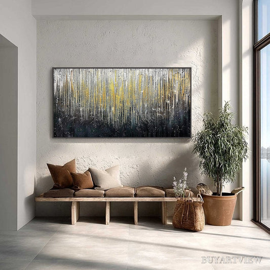 BUYARTVIEW Golden Cascade – Large Textured Abstract Gold and Black Painting - image 2