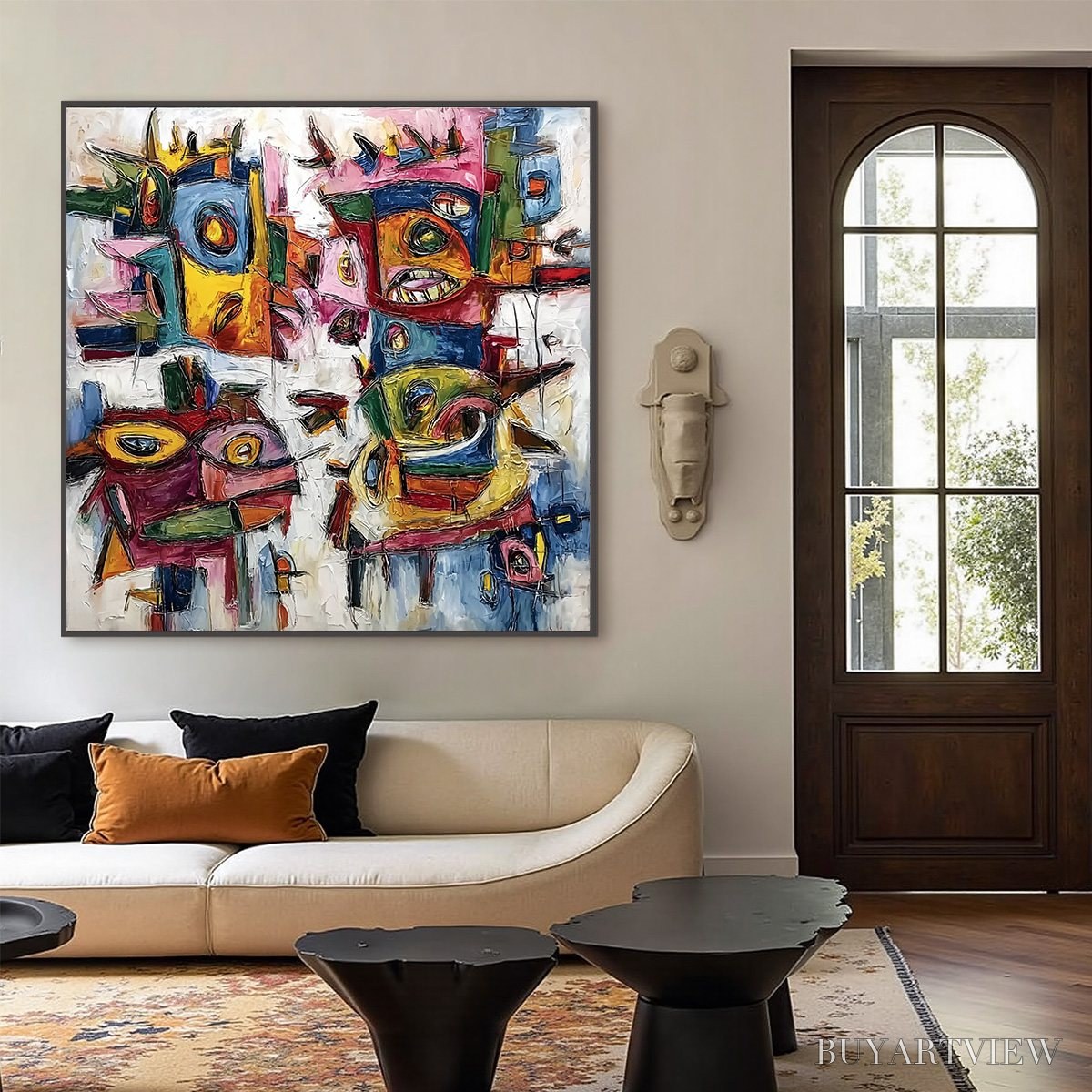 BUYARTVIEW Urban Carnival – Large Colorful Abstract Impasto Painting for Modern Decor - image 6