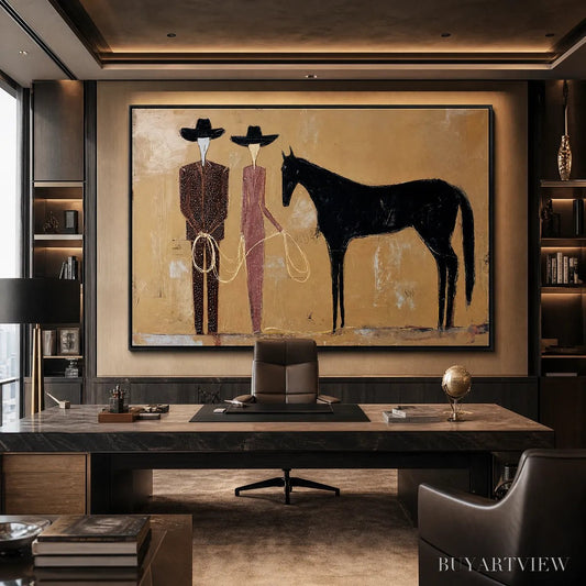 BUYARTVIEW the Pact – Modern Abstract Western Figurative Oil Painting - image 2