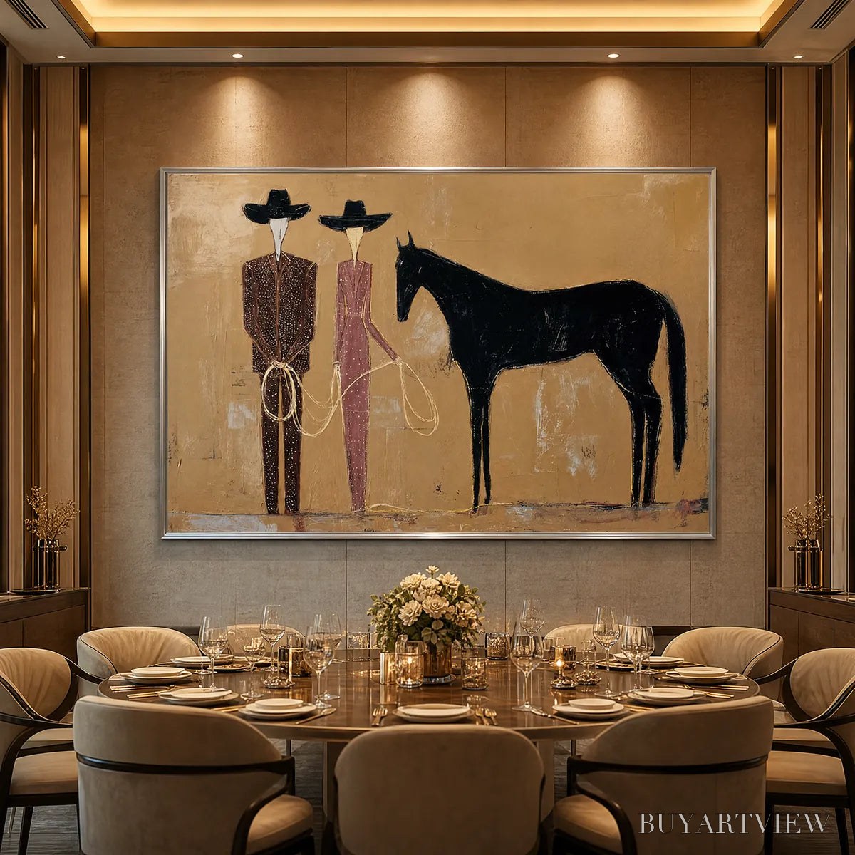 BUYARTVIEW the Pact – Modern Abstract Western Figurative Oil Painting - image 6