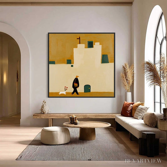 BUYARTVIEW Pilgrim'S Path – Minimalist Figurative Painting of a Spanish Village Scene - image 2