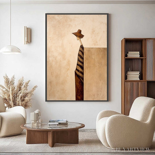 BUYARTVIEW Solitude – Minimalist Figurative Painting in Earthy Tones - image 2