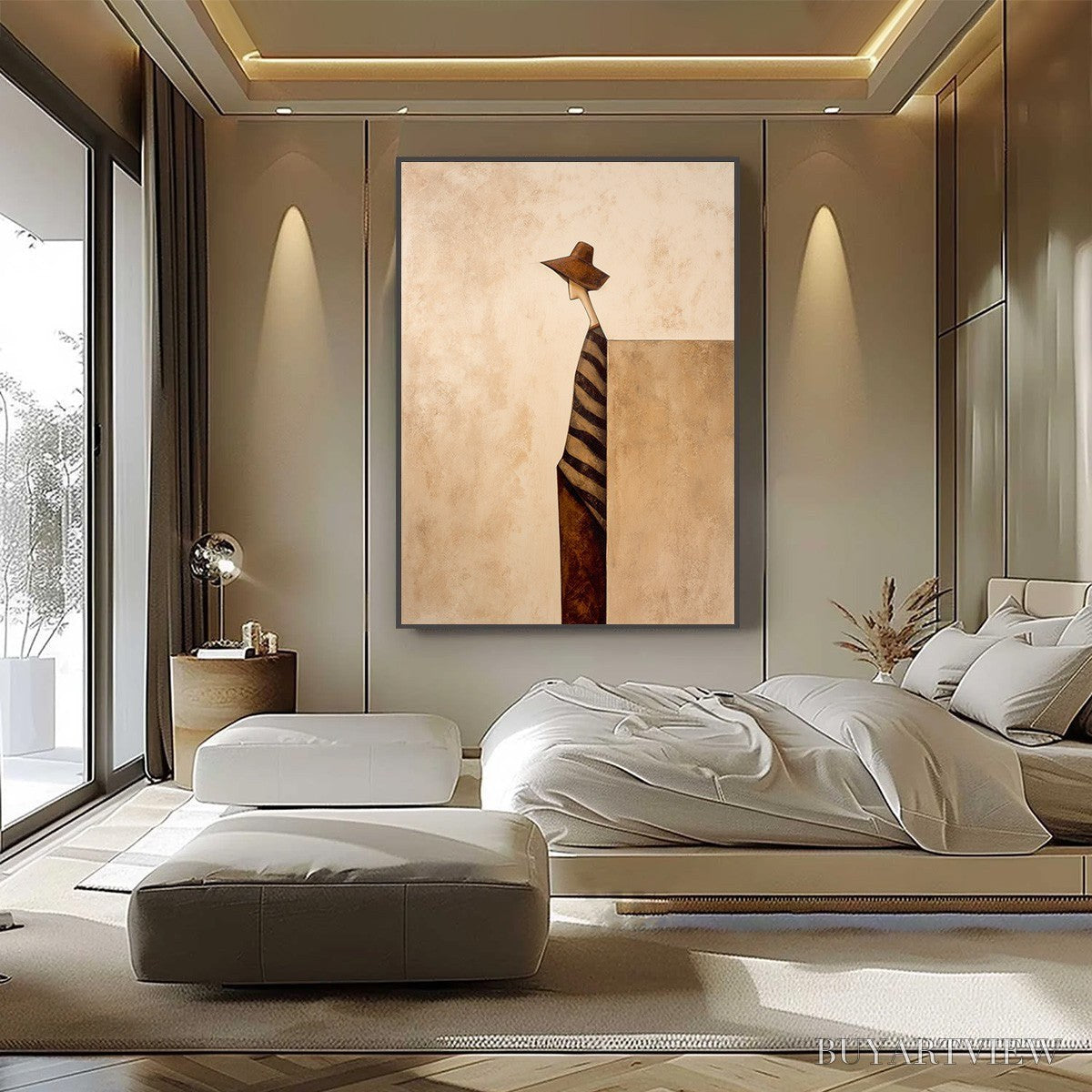 BUYARTVIEW Solitude – Minimalist Figurative Painting in Earthy Tones - image 6