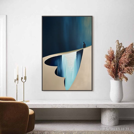 BUYARTVIEW the Verge – Minimalist Abstract Painting of a Figure and Chasm - image 2