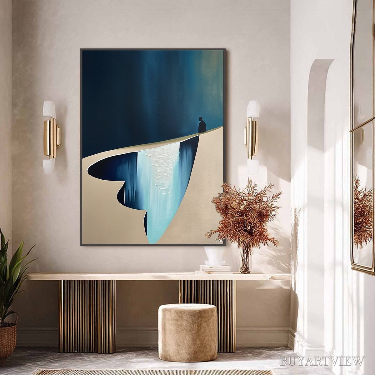 BUYARTVIEW the Verge – Minimalist Abstract Painting of a Figure and Chasm - image 6