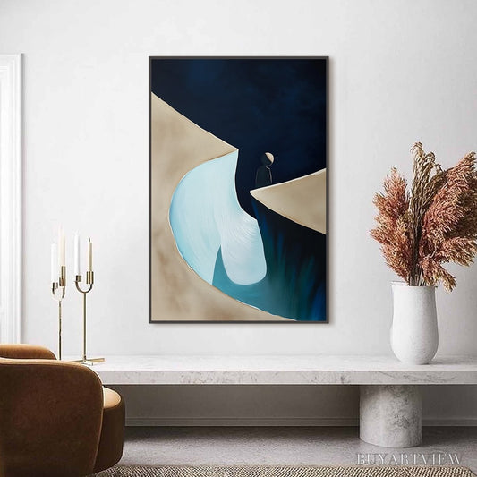 BUYARTVIEW the Crossing – Minimalist Abstract Painting of a Figure's Journey - image 2