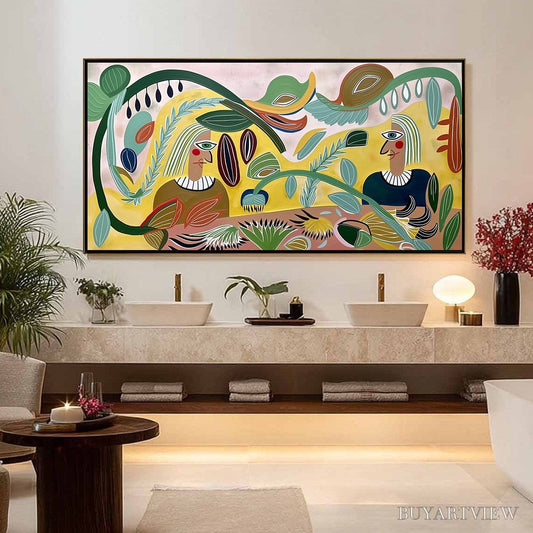 BUYARTVIEW Garden Whispers – Large Colorful Boho Figurative Abstract Painting - image 2