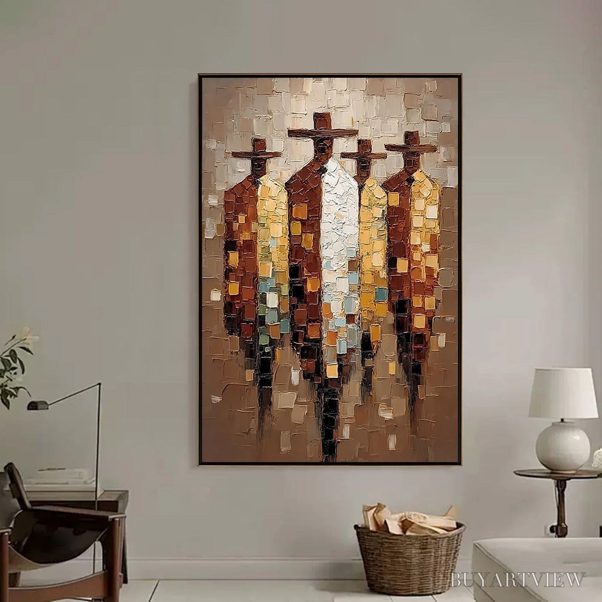 BUYARTVIEW the Fellowship – Textured Impasto Figurative Palette Knife Painting - image 6