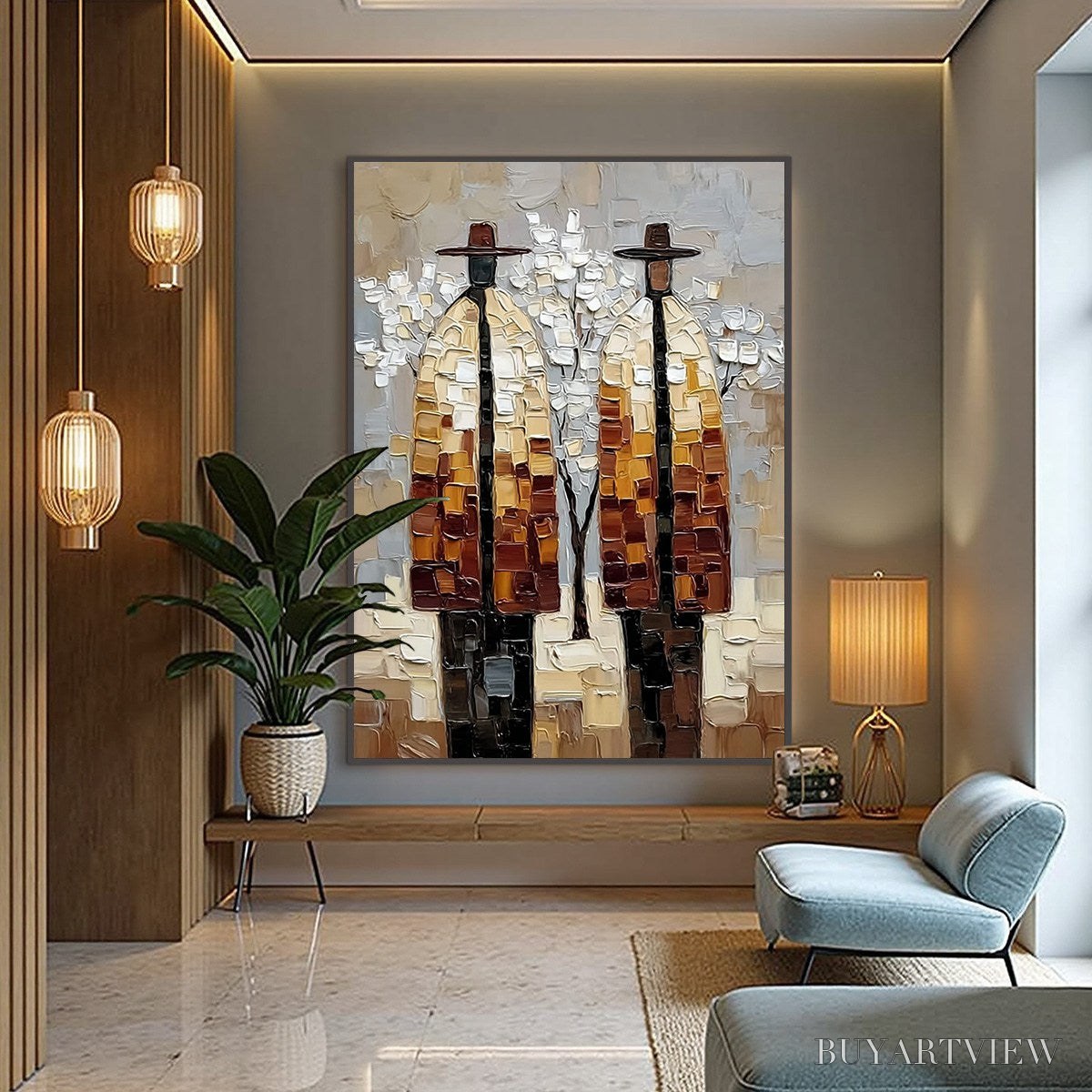 BUYARTVIEW the Companions – Textured Figurative Impasto Art for Modern Decor - image 6