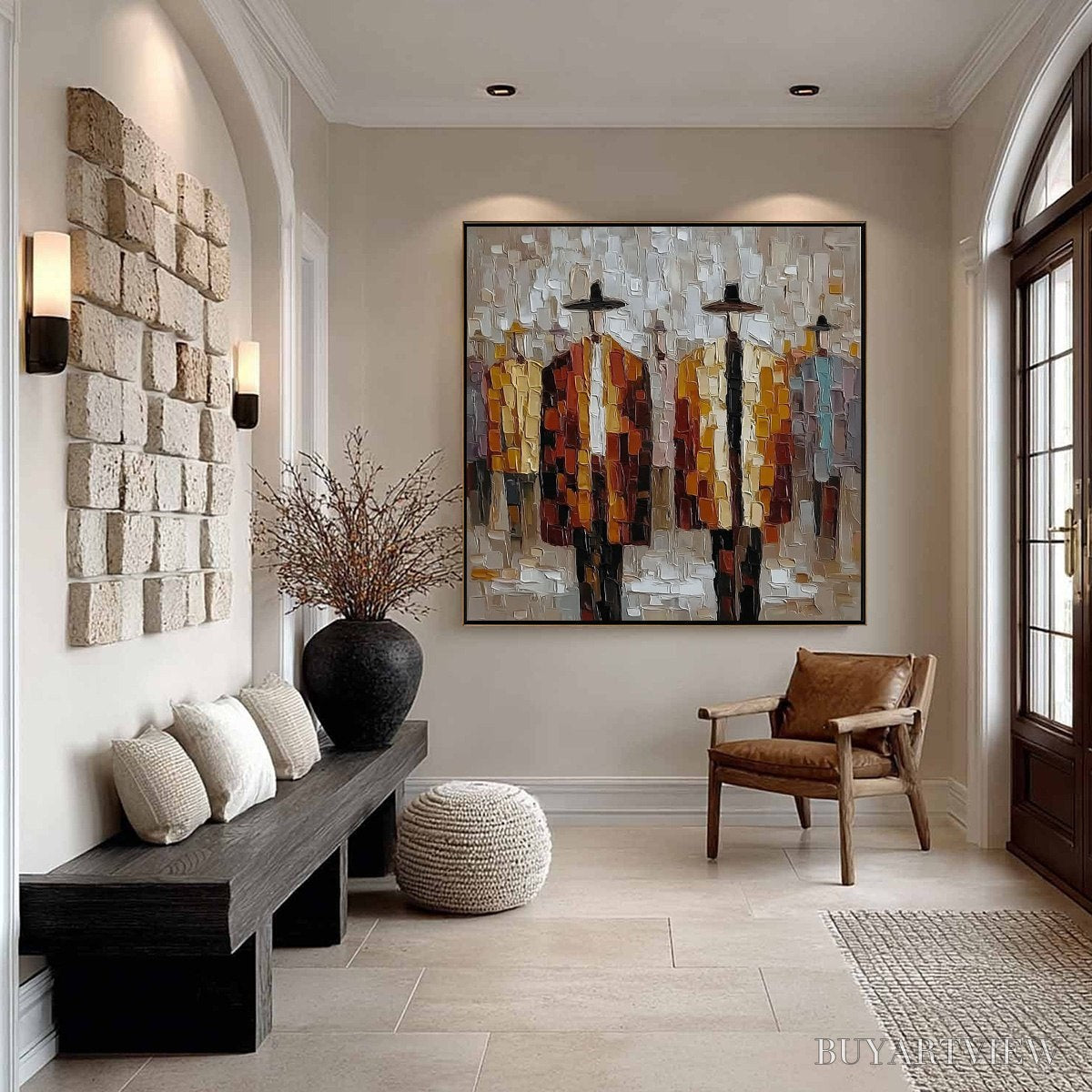 BUYARTVIEW the Gathering – Abstract Figurative Palette Knife Impasto Painting - image 6
