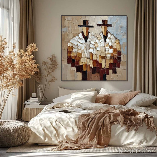 BUYARTVIEW the Companions – Textured Abstract Figurative Impasto - image 2