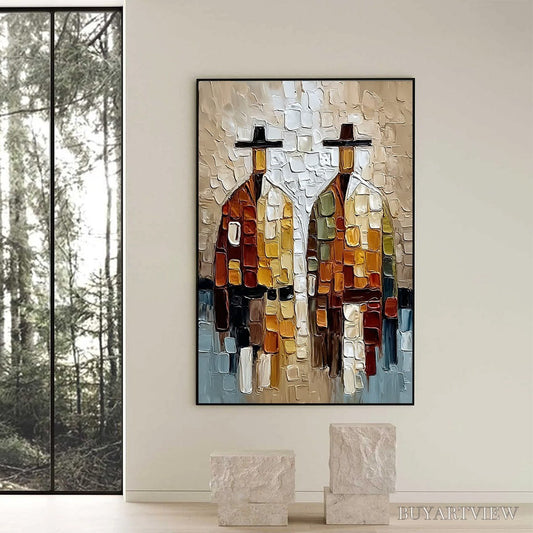 BUYARTVIEW the Companions – Textured Abstract Figurative Impasto Painting - image 2