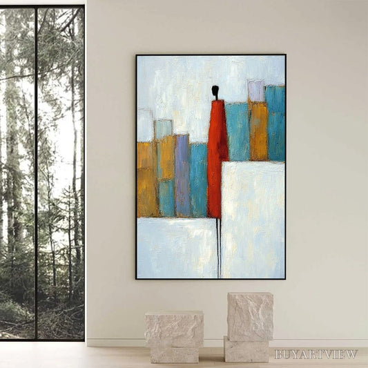 BUYARTVIEW the Observer – Colorful Abstract Figurative Cityscape Painting - image 2