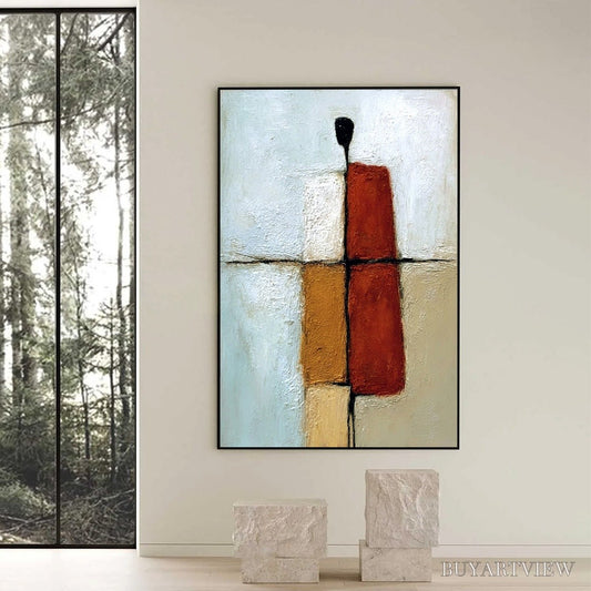 BUYARTVIEW Convergence – Vertical Abstract Figurative Textured Oil Painting - image 2