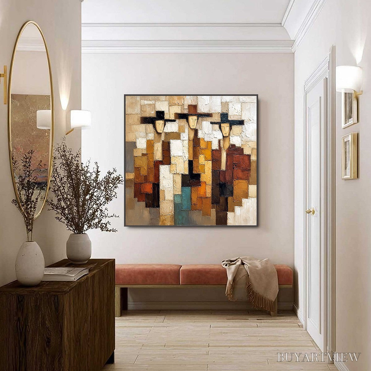 BUYARTVIEW the Compadres – Abstract Figurative Impasto Palette Knife Painting - image 6