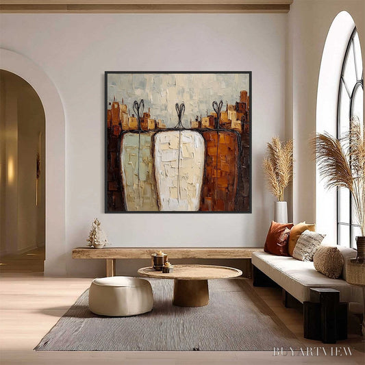 BUYARTVIEW Together – Textured Impasto Abstract Figurative Painting - image 2