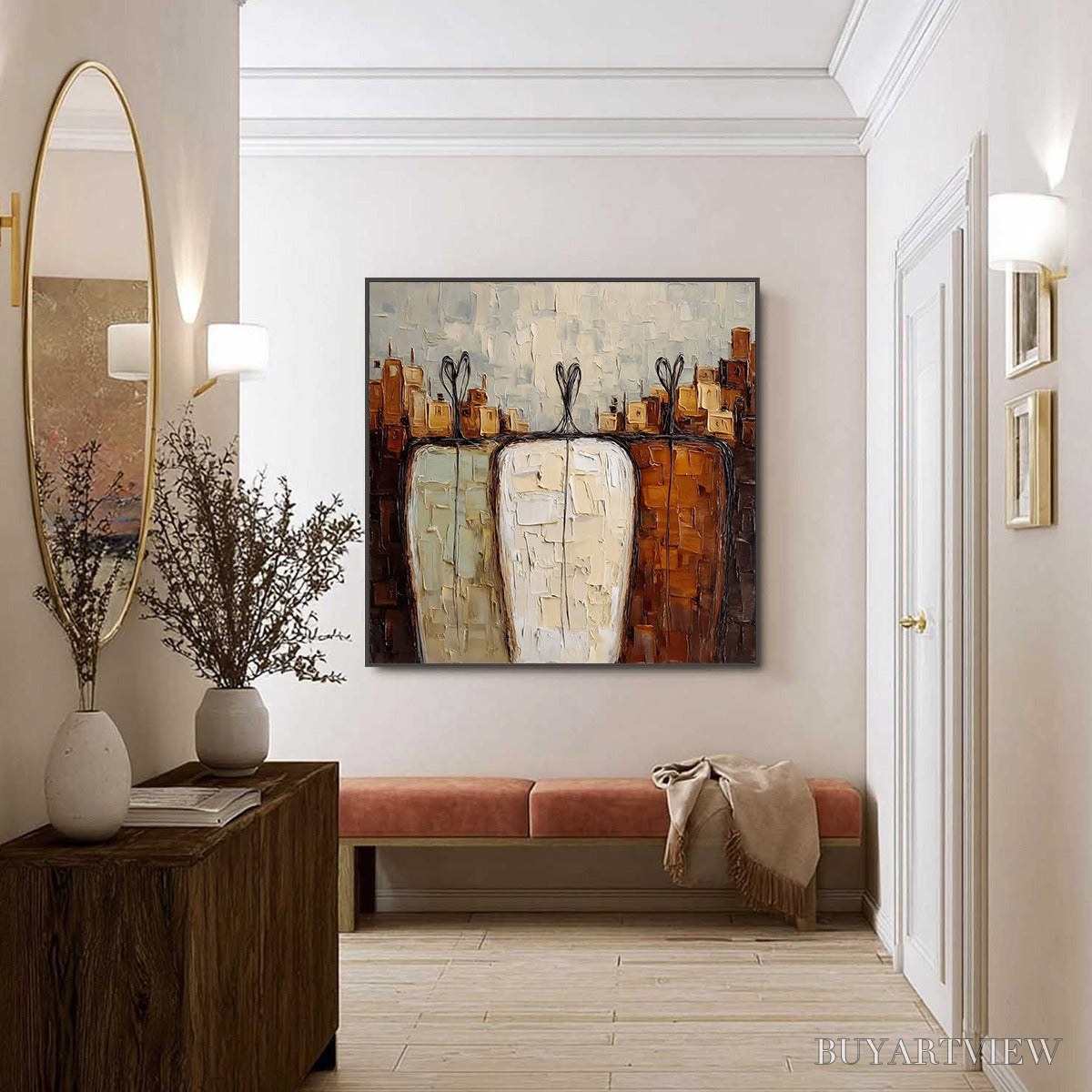 BUYARTVIEW Together – Textured Impasto Abstract Figurative Painting - image 6