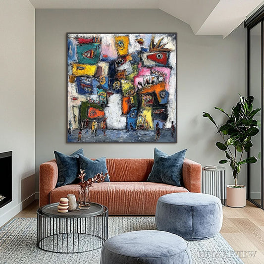 BUYARTVIEW Confrontation-Vibrant-Abstract-Figurative-Expressionist-Painting - image 2