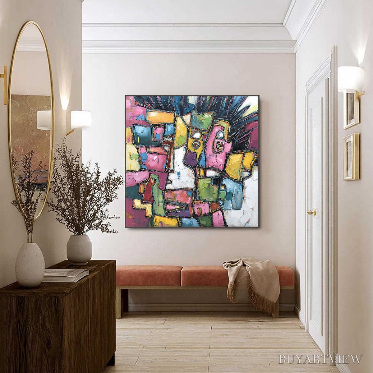 BUYARTVIEW Conversations in Color – Large Colorful Abstract Impasto Figurative Painting - image 6