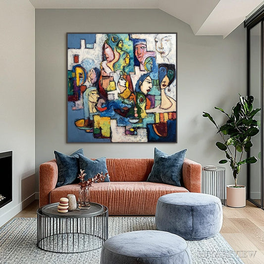 BUYARTVIEW Conversations – Colorful Abstract Figurative People Painting - image 2