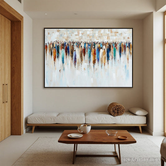 BUYARTVIEW Convergence – Textured Abstract Figurative Crowd Painting - image 2