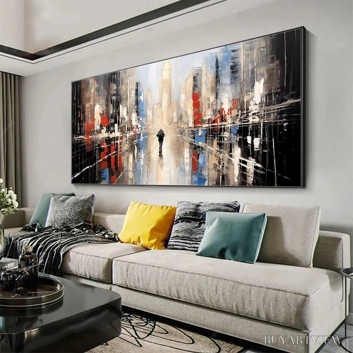 BUYARTVIEW Urban Solitude – Minimalist Cityscape Painting - image 6