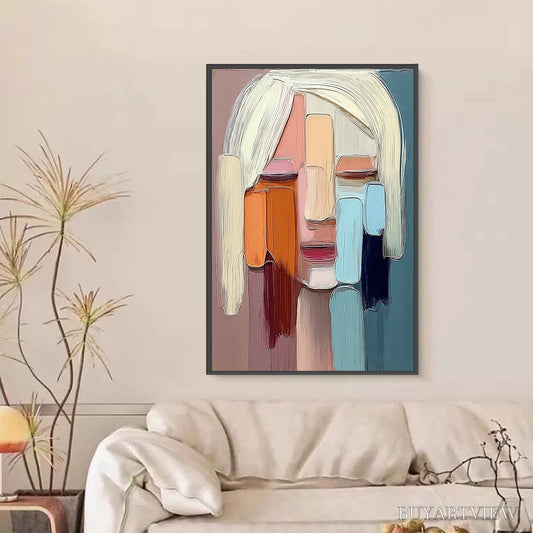 BUYARTVIEW Facets – Expressive Abstract Portrait Impasto Oil Painting - image 2