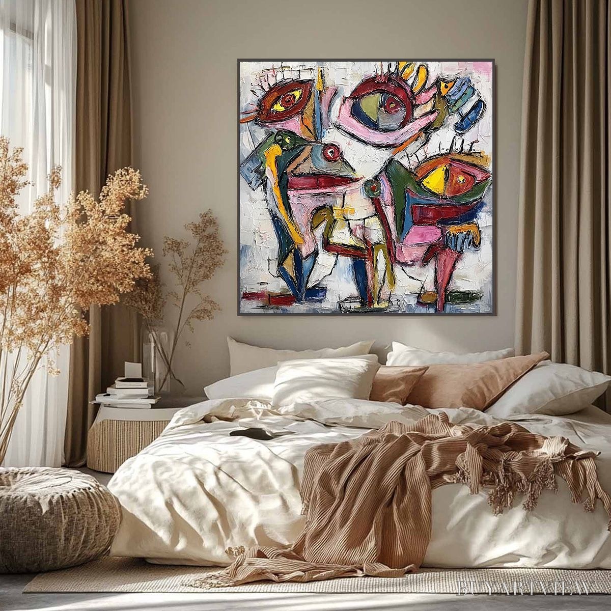 BUYARTVIEW Fractured Gaze – Colorful Textured Abstract Figurative Impasto - image 6