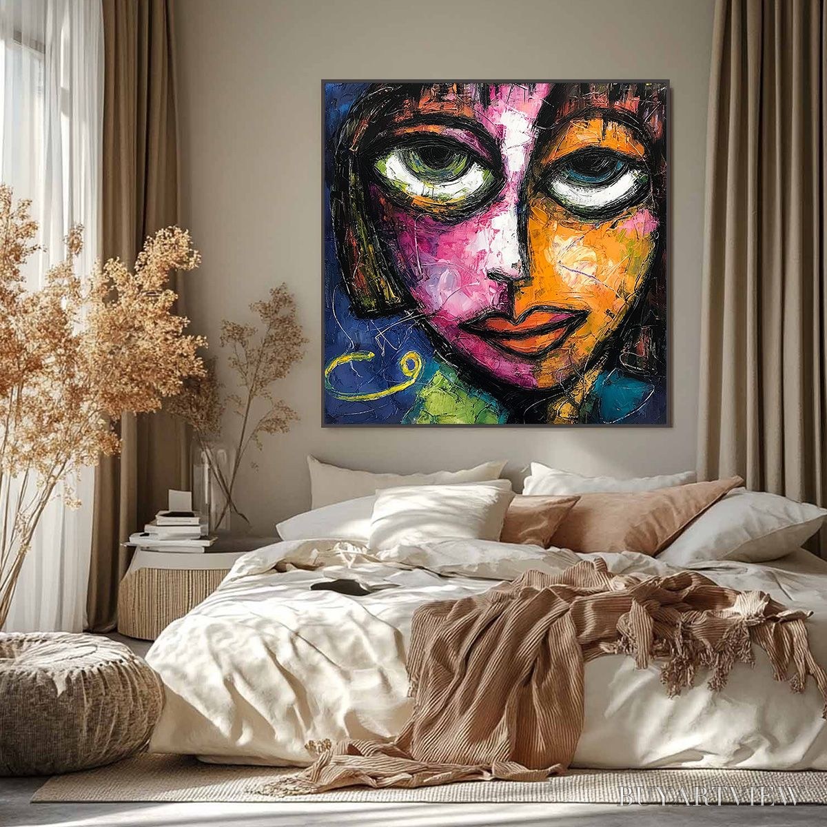 BUYARTVIEW Kaleidoscope Soul – Colorful Abstract Impasto Portrait Oil Painting on Canvas - image 6