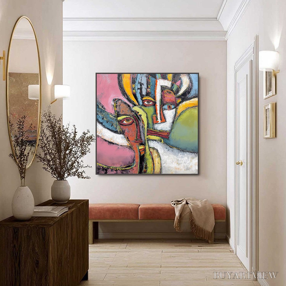 BUYARTVIEW Kindred Spirits – Colorful Abstract Impasto Portrait Oil Painting - image 6