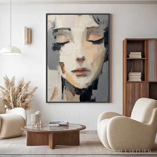BUYARTVIEW Echoes of Silence – Textured Abstract Portrait Oil Painting on Canvas - image 2