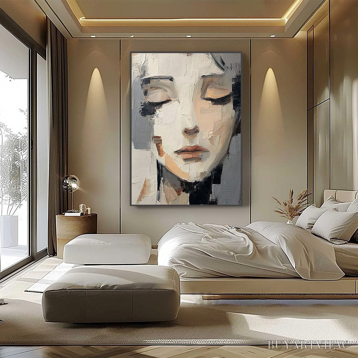 BUYARTVIEW Echoes of Silence – Textured Abstract Portrait Oil Painting on Canvas - image 6