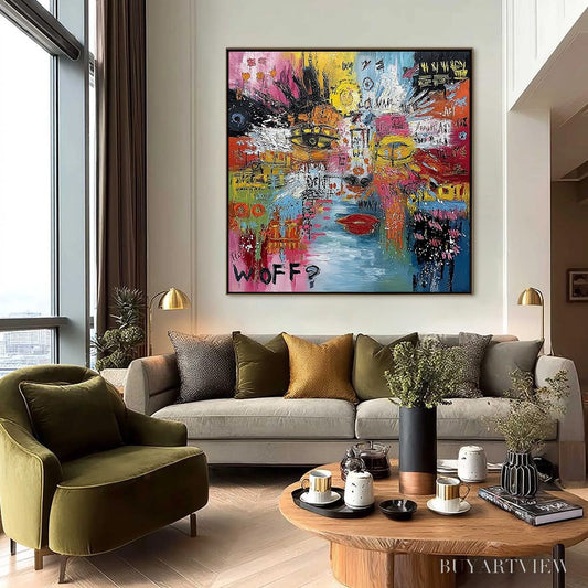 BUYARTVIEW Static Mind – Colorful Abstract Impasto Portrait - image 2