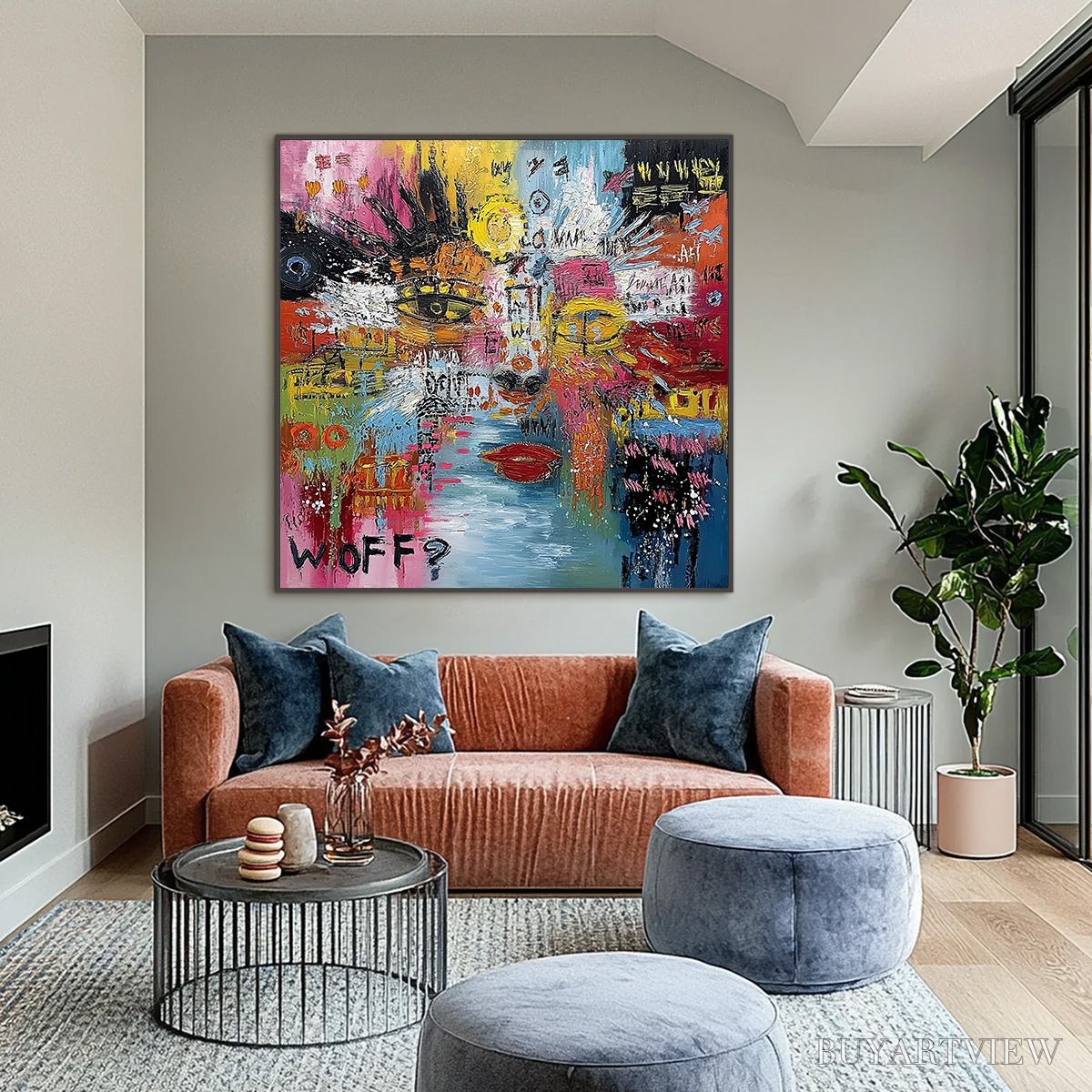 BUYARTVIEW Static Mind – Colorful Abstract Impasto Portrait - image 6