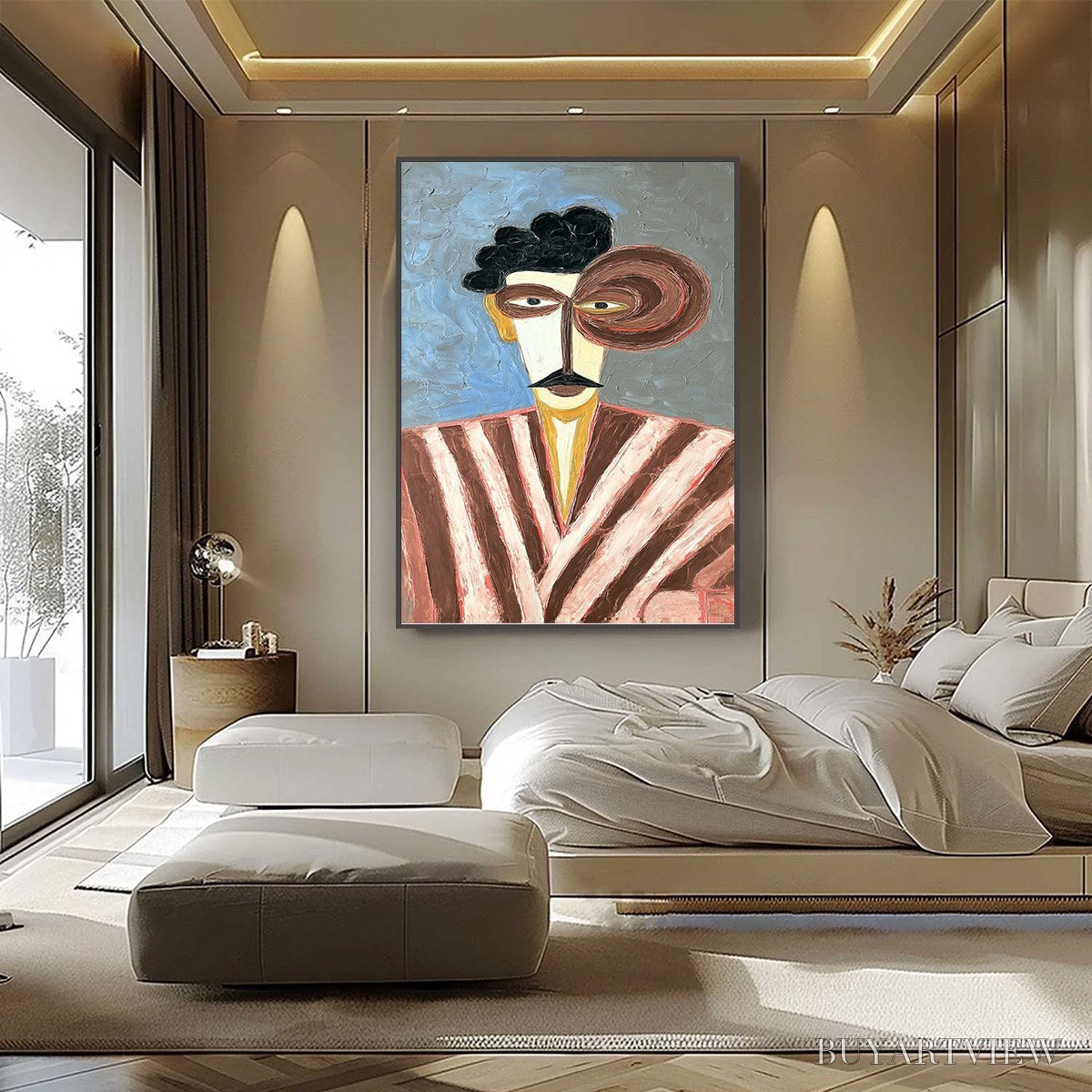 BUYARTVIEW the Gentleman – Expressive Abstract Portrait Oil Painting for Modern Decor - image 6