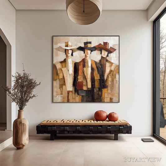 BUYARTVIEW the Companions – Textured Figurative Portrait Oil Painting with Palette Knife - image 2