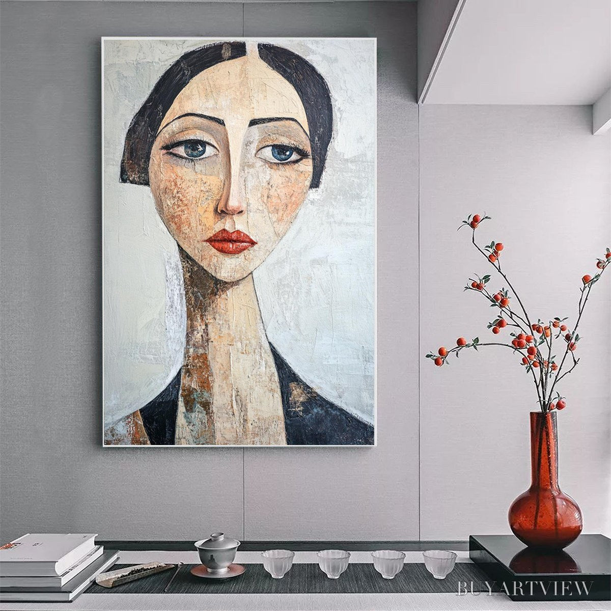 BUYARTVIEW Serene Gaze – Textured Figurative Portrait Oil Painting - image 6