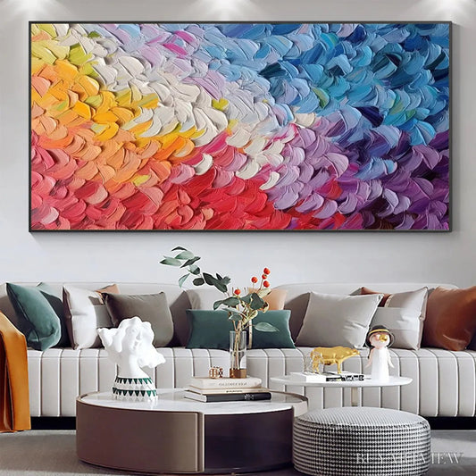 BUYARTVIEW Pastel Dreamscape – Abstract Textured Impasto Oil Painting on Canvas - image 2
