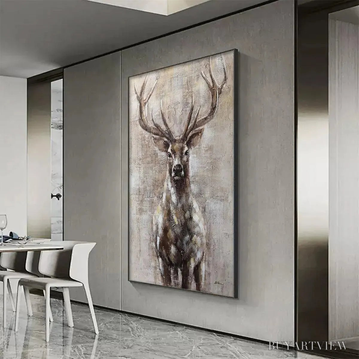 BUYARTVIEW Majestic Stag – Textured Stag Painting, Vertical - image 6